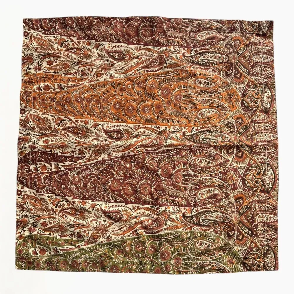 Pottery Barn Napkin Replacement 1 Pc Brown Red Orange Paisley Cotton Linen 20x20